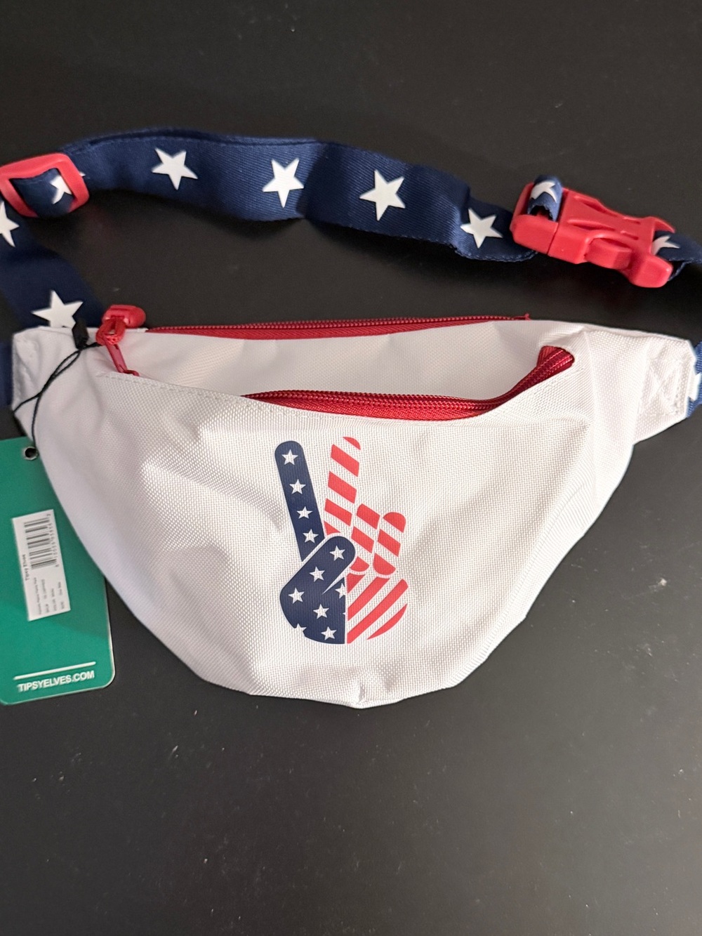 Tipsy Elves White Waist Bag with Yellow & Teal Logo Tag